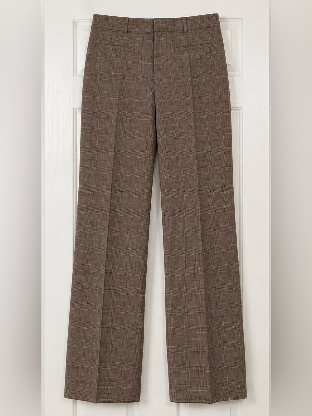 DRESS BARN Pants Size 8 Petite brown tan & maroon check. Career, Casual. Comfy.